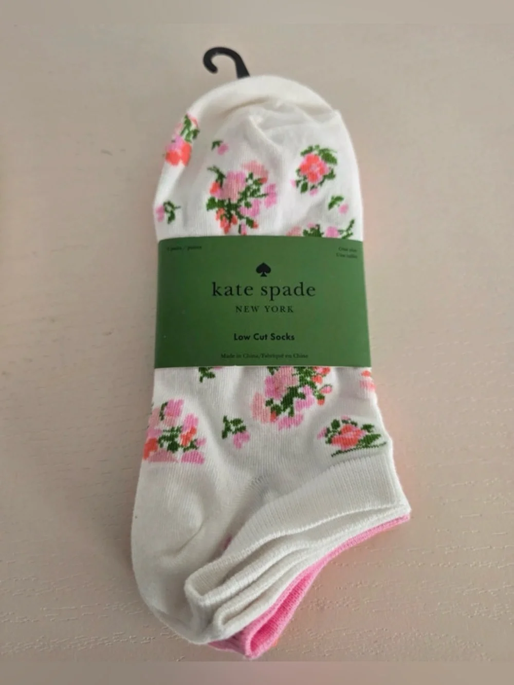 NEW kate spade Floral and solid Low-Cut Socks 3 pack novelty ankle socks